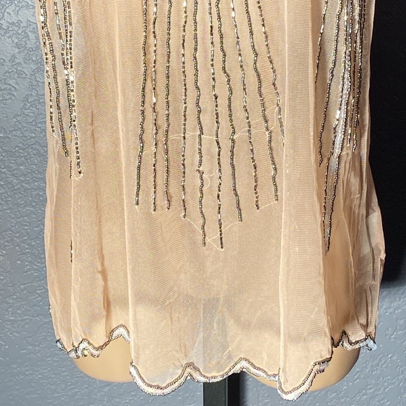 MODCLOTH - NWT - tank: rose gold sheer w beads / sequins ‘Frock Shop’ - L - Picture 10 of 16